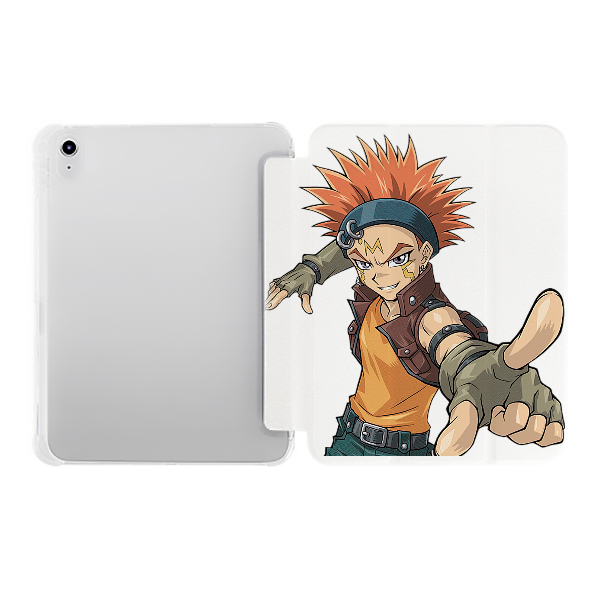 （画像用） 遊☆戯☆王 Yu-Gi-Oh! IPad ケース ペン収納付き 三つ折りスタンド PUレザー×シリコン 対応機種9.5/10.5/10.9インチ